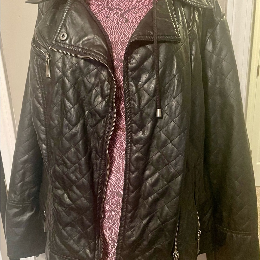Sleek Black J2 Quilted Leather Jacket size 2X